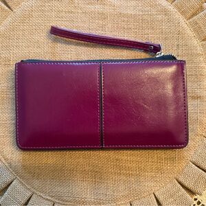 Elegant Purple Leather Wristlet